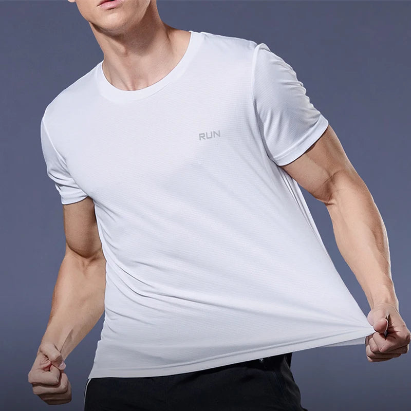 Camisetas de culturismo para correr de secado rápido para hombre, camiseta deportiva para gimnasio, camisetas de manga corta para Fitness, camiseta de gran tamaño, verano