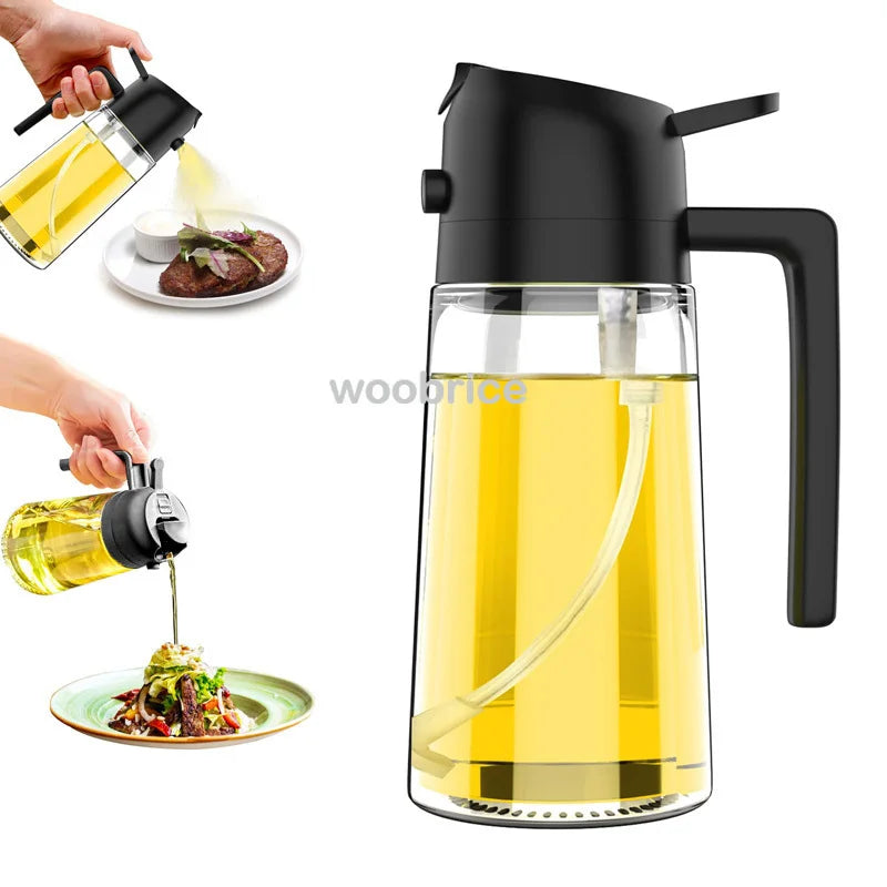 Dispensador de aceite en aerosol 2 en 1 para cocina, pulverizador de aceite o solo cepillo pulverizador para freír al aire, ensaladas, asar, cocinar en la cocina