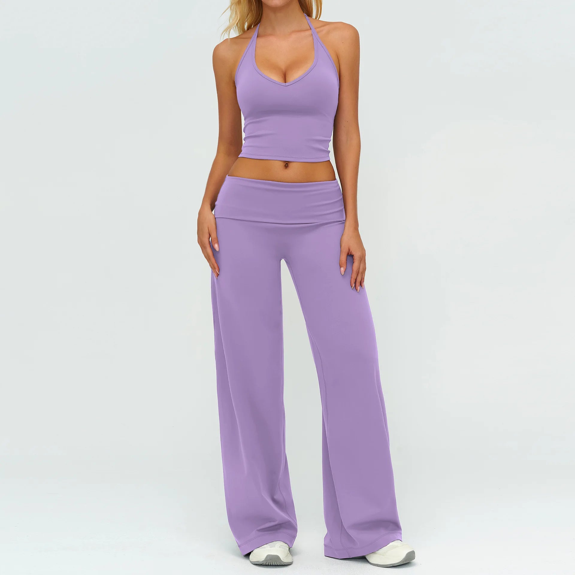 Conjunto Deportivo de Yoga para Mujer, Conjunto de Dos Piezas, Pantalones y Top, Traje Deportivo para Gimnasio, Yoga y Entrenamiento