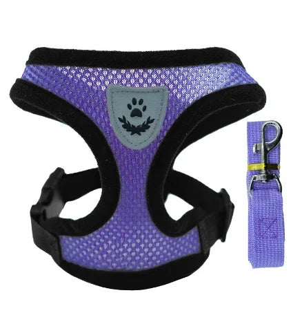 Arnés tipo chaleco para gatos, correa para pasear, collar para cachorros, arnés de malla ajustable de poliéster para perros pequeños y medianos, accesorios para mascotas