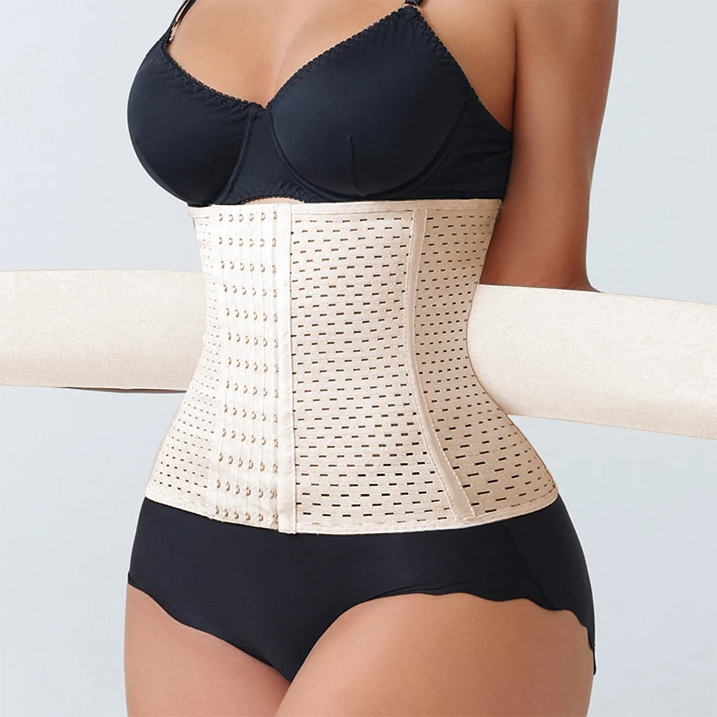 Nuevo Faja Reductora Ajustable para Mujer con Doble Cinturón de Neopreno y Cremallera, Corsé de Entrenamiento para Control Abdominal y Soporte Lumbar