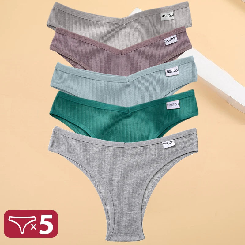 5 unids/set de bragas de lencería de algodón, ropa interior Sexy para mujer, Tangas, calzoncillos femeninos, bragas tipo Tanga, Bikini sólido de 13 colores