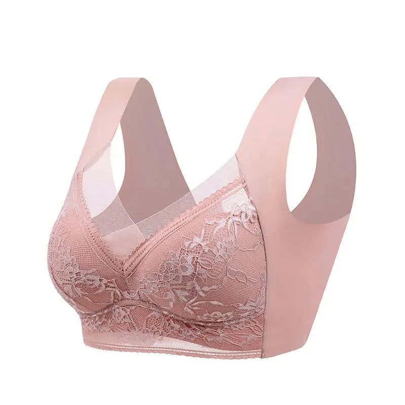 L-6L sujetador grande para mujer, Push Up de seda helada, Bralette superior sin costuras, sujetadores de encaje inalámbricos para verano, Top de talla grande, lencería, ropa interior 15019