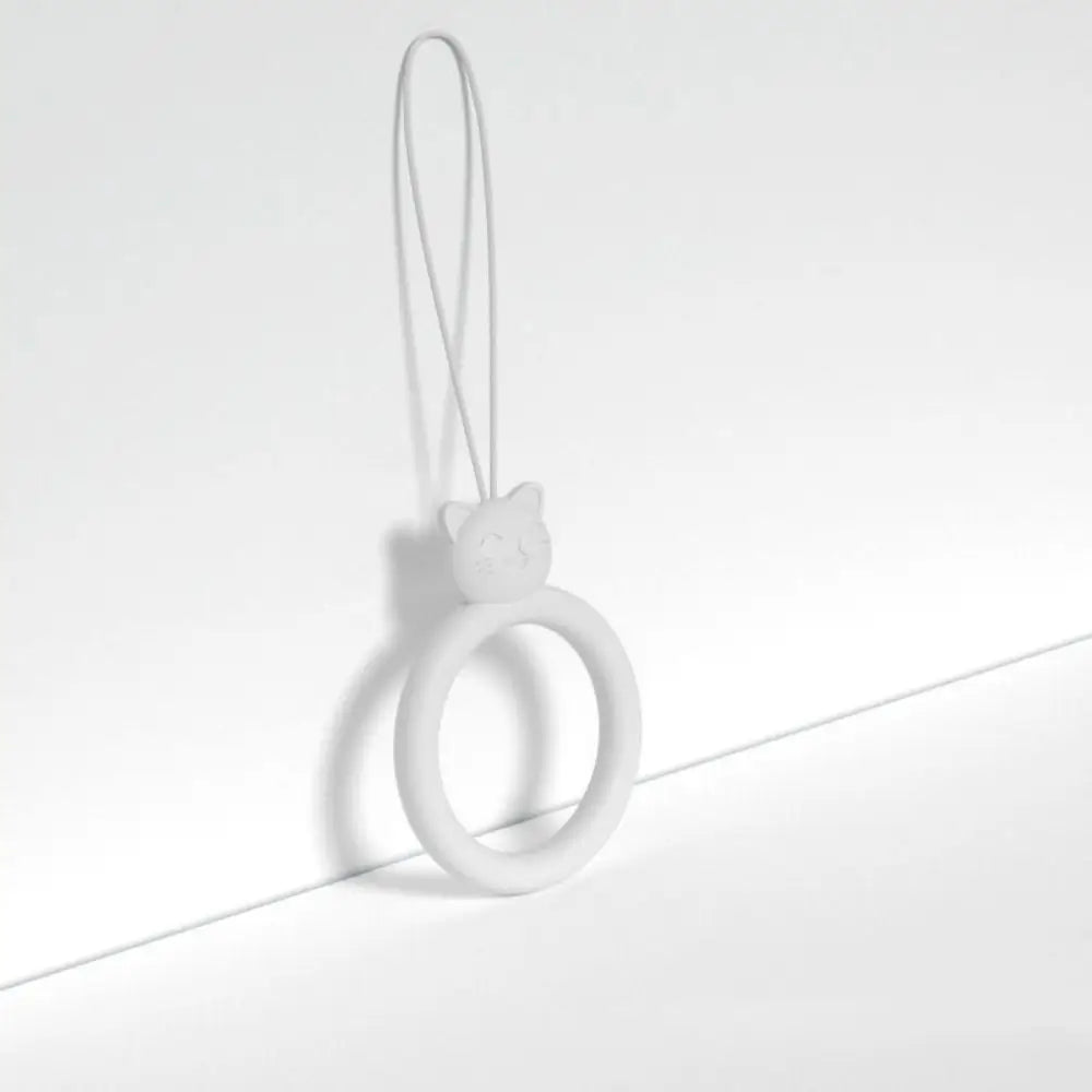 Cordón de anillo de silicona con forma de gato para teléfono móvil, colgante corto de dibujos animados, disco en U creativo, novedad