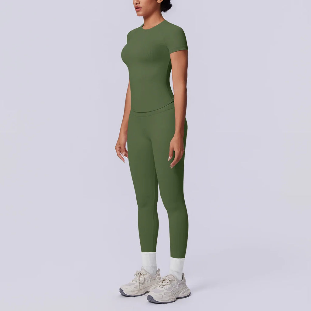 Conjunto Deportivo de Yoga para Mujer, Conjunto de Dos Piezas, Pantalones y Top, Traje Deportivo para Gimnasio, Yoga y Entrenamiento