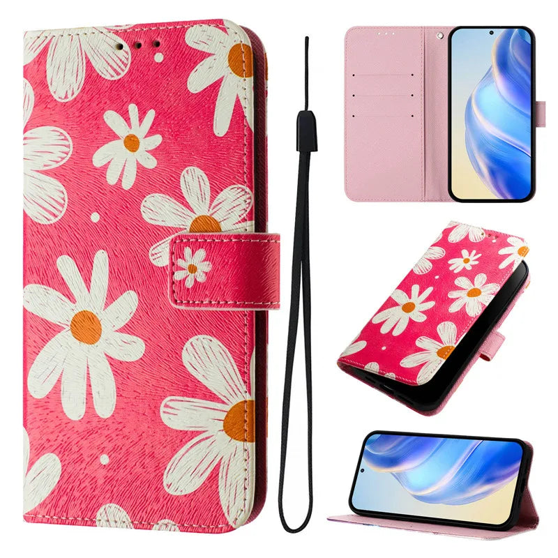 13 Funda de teléfono de cuero para iPhone 13 12 Mini 11 Pro 13Pro 12Pro Max 11Pro Coque Flip Cover Wallet fundas pintadas magnéticas gato oso