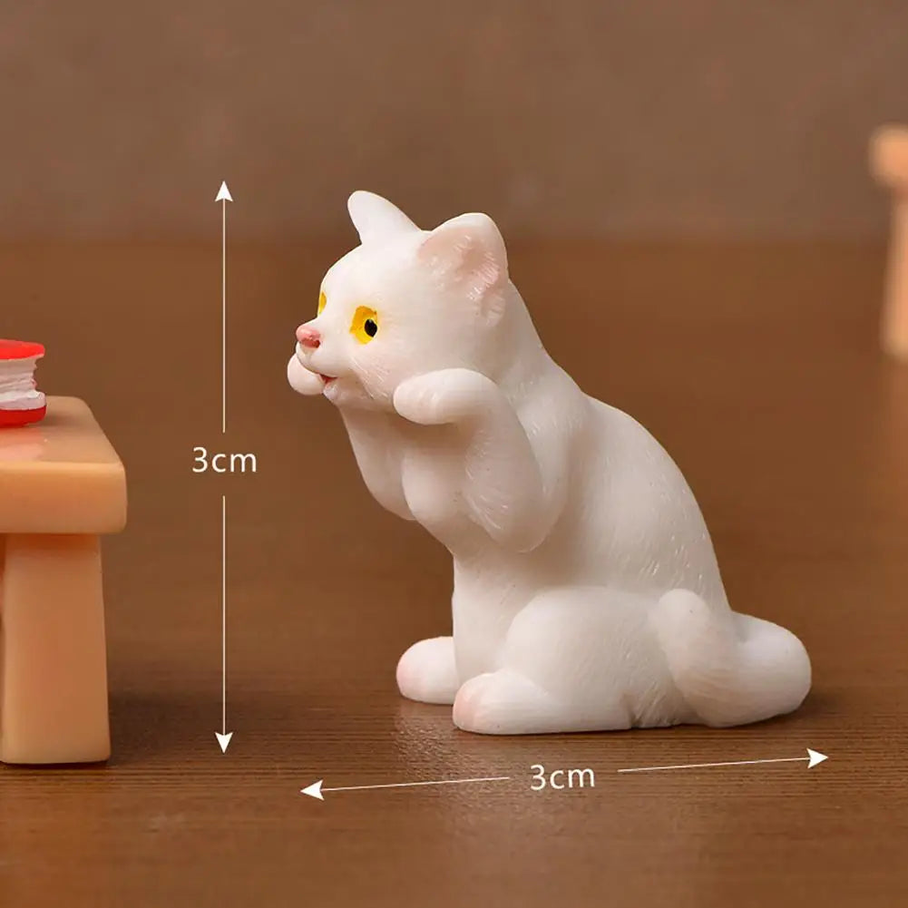 Mini adorno de gato Kawaii, estatua de gatito de jardín, regalo para niños, miniaturas, familia de gatos, figuritas decorativas, artesanías de gatos bonitos