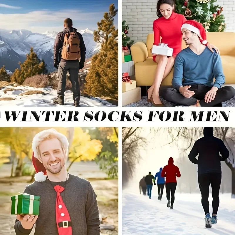 3/5 pares de calcetines cálidos para hombre, calcetines gruesos de media pantorrilla, calcetines antifrío para botas de nieve, calcetines elásticos de color sólido