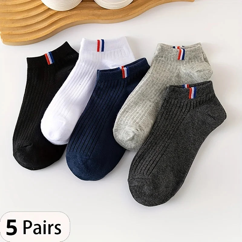 5 Pares de Calcetines Invisibles para Hombre, Calcetines Cortos Transpirables, Finos, Casuales de Verano, Absorbentes del Sudor, de Color Liso