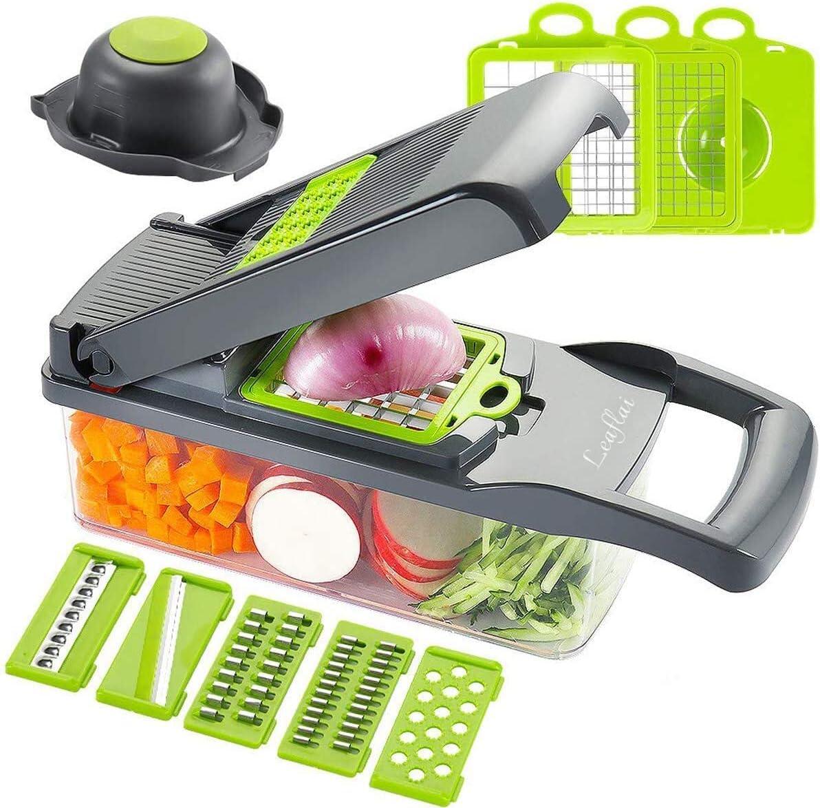 Cortador multifunción de Verduras 16 en 1 Mandolina de Cocina Profesional con diferentes accesorios y contenedor para cortar vegetales.