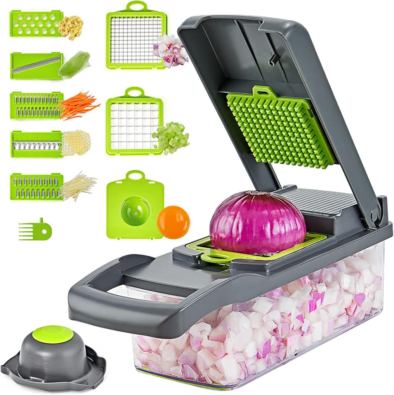 Cortador multifunción de Verduras 16 en 1 Mandolina de Cocina Profesional con accesorios para picar y cortar verduras.